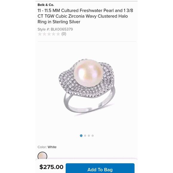 $275 Cultured Freshwater Pearl & Sterling 1 3/8 CT TGW Cubic Zirconia Ring - Picture 11 of 14